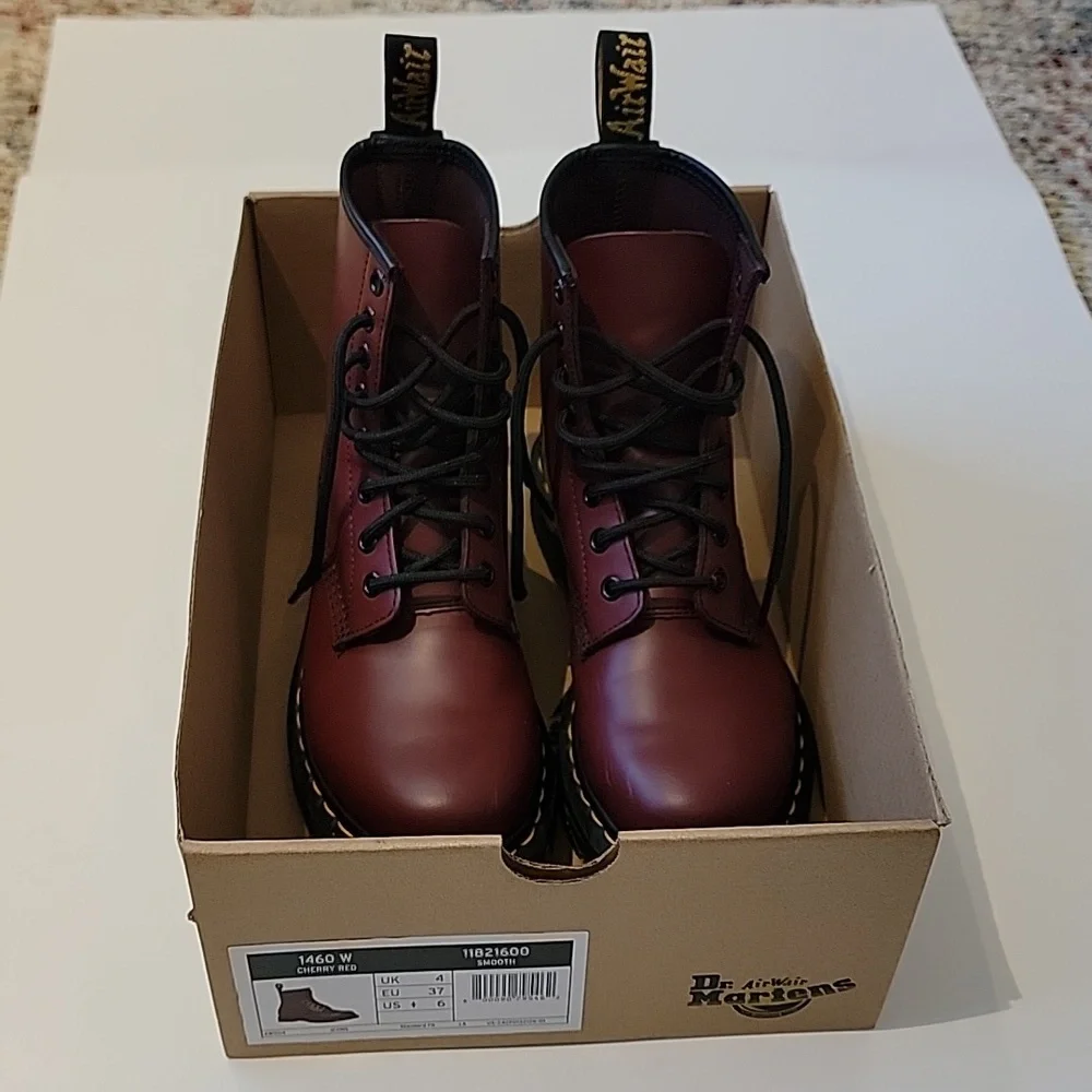 Dr. Martens 1460 Lace up Boots Burgundy Sz: 6 US - Picture 11 of 13